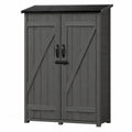 Armoire de rangement extérieur 87 cm x 46 cm x 96 cm en polypropylène aspect bois gris anthracite avec double porte rectangulaire
