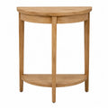 Table console demi-lune en MDF plaqué chêne clair étagère inférieure 80 x 35 x 82 cm