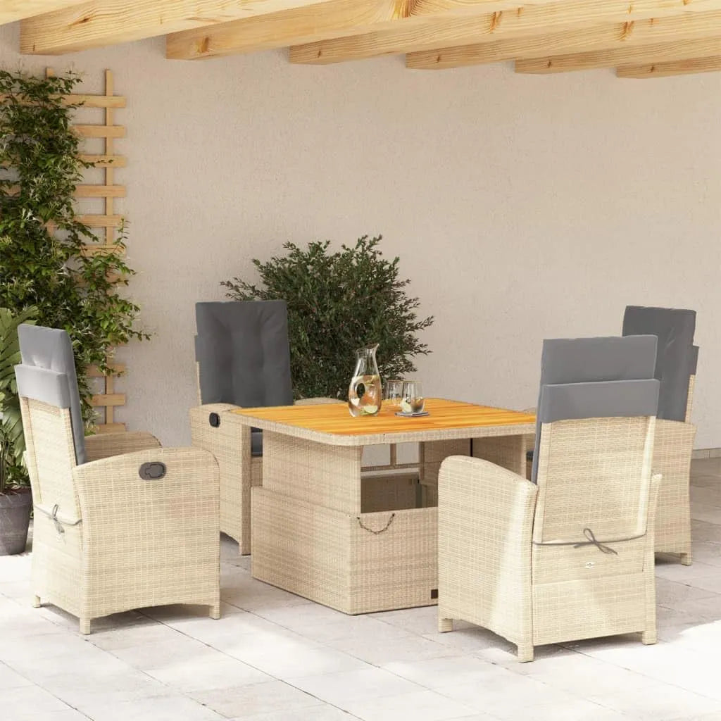 Salon de jardin et ensemble lounge: avec coussins, 5 pièces, beige