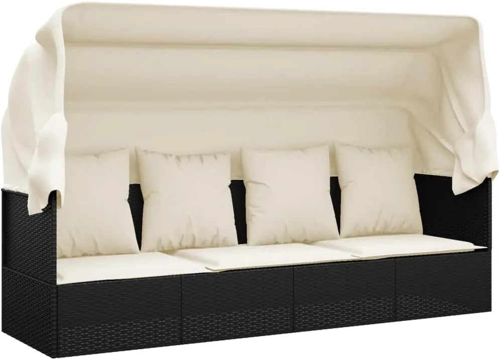 Canapé de jardin et sofa lounge extérieur — avec coussins, noir