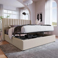 Sweiko Lit 160 x 200 cm avec Rangement — en métal, en bois, 160 × 200 cm, beige