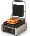 Grill Panini Électrique Professionnel - Plaques en Fonte Antiadhésives - 1800W - Température Réglable 0-300°C