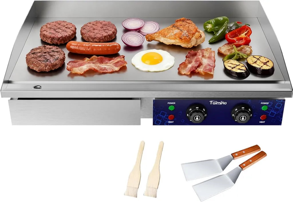 Plancha Électrique Professionnelle 73cm en Inox 4400W avec Accessoires pour Restauration
