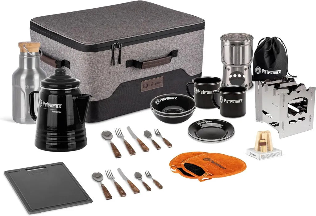 Kit de Cuisine de Plein Air Petromax pour 2 Personnes - Compact et Polyvalent, Idéal pour Camping et Randonnée - Set de 12 Pièces de Haute Qualité