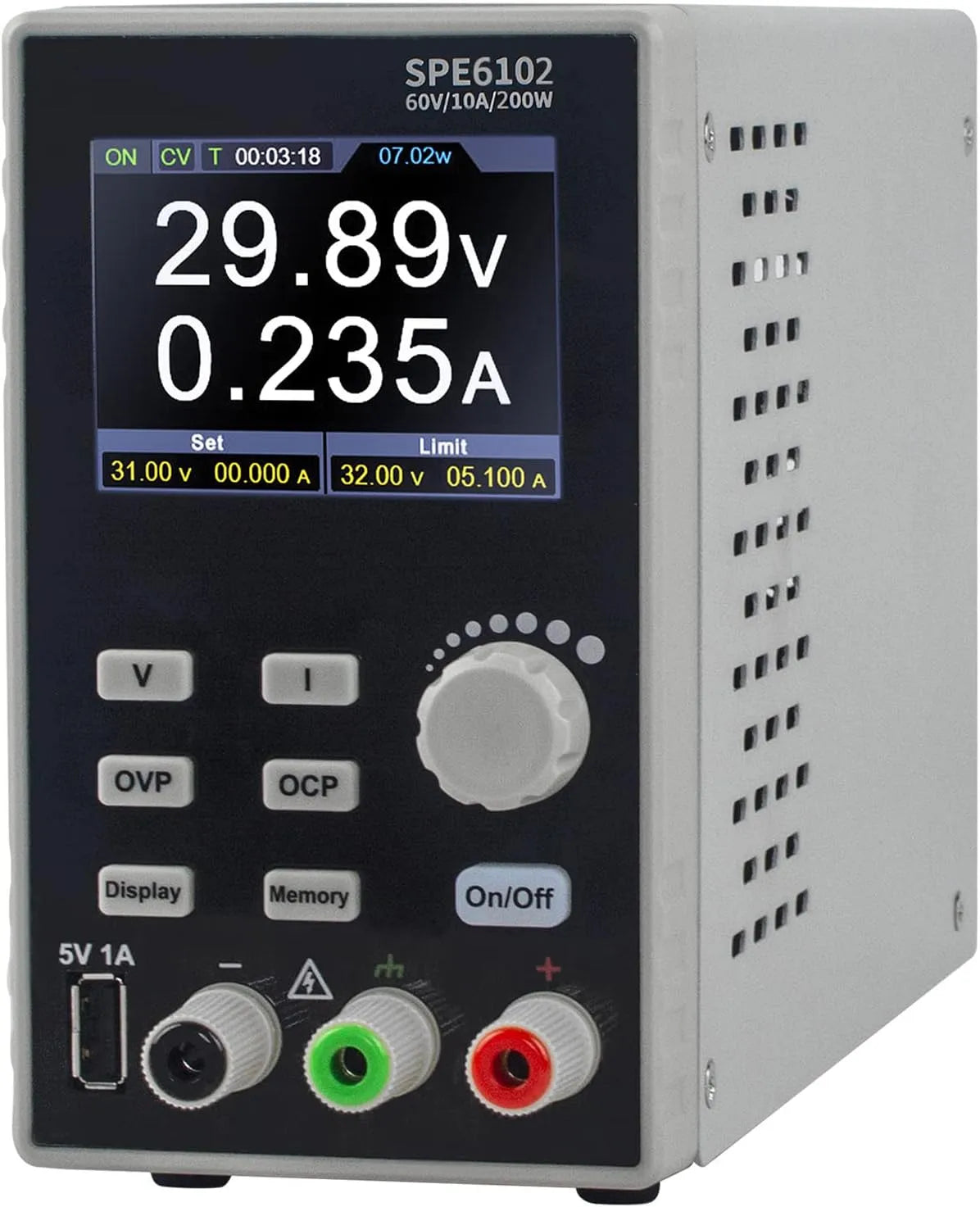SPE6102 Alimentation de laboratoire CC réglable et alimentation de banc, 60 V, avec affichage numérique, programmable, 220 V