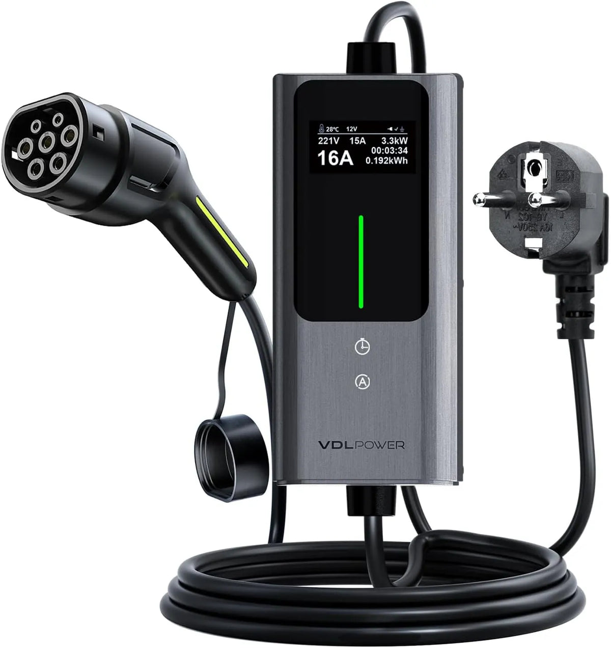 Borne de recharge pour voiture électrique et chargeur EV mobile, 3.6KW, 3.68KW, 16A, 5M, monophasé, Type 2