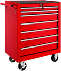 tectake Servante d'atelier et chariot à outils: avec rangement, avec tiroirs, verrouillable, usage professionnel, 7 Tiroirs, rouge