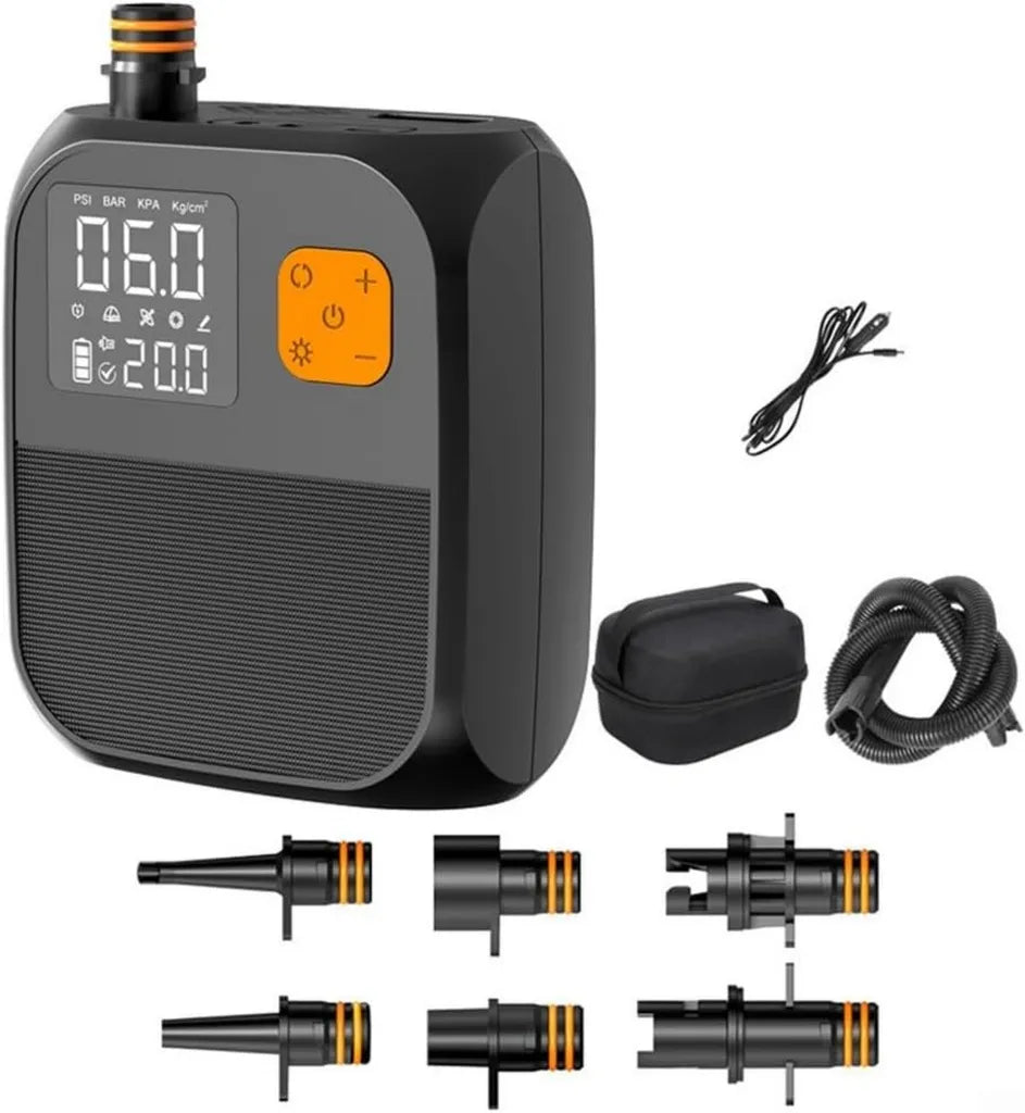 Pompe portable 6000 mAh avec écran tactile et LED, 25 PSI, idéale pour kayak et camping