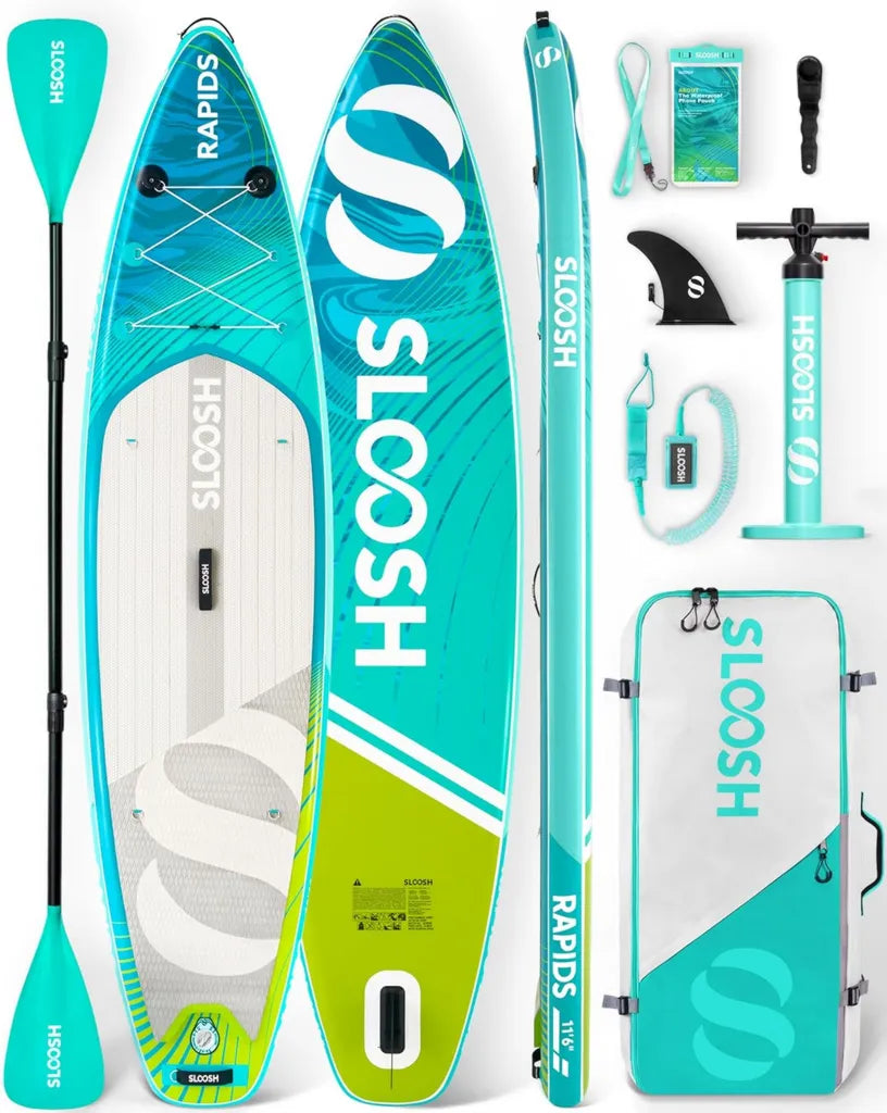 Planche de Paddle Stand-Up 11'6' Gonflable avec Accessoires Haute Qualité, Pont Antidérapant en EVA, Sac Ultra-Léger et Pompe, Pour Tous
