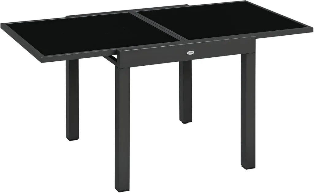 Grande Table de Jardin Extensible en Aluminium avec Plateau en Verre Trempé