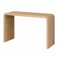 Table console 120 x 38 x 80 cm en MDF plaqué chêne naturel forme pont structure cintrée