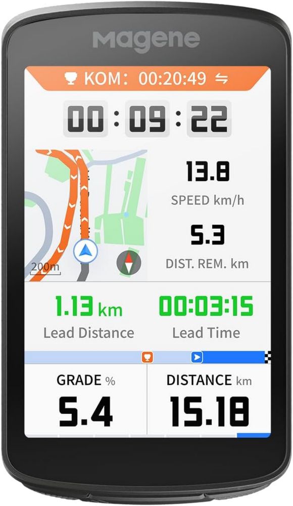 Compteur vélo GPS Magene C706 avec écran tactile couleur 3,3'', double positionnement, support robuste, affichage personnalisable