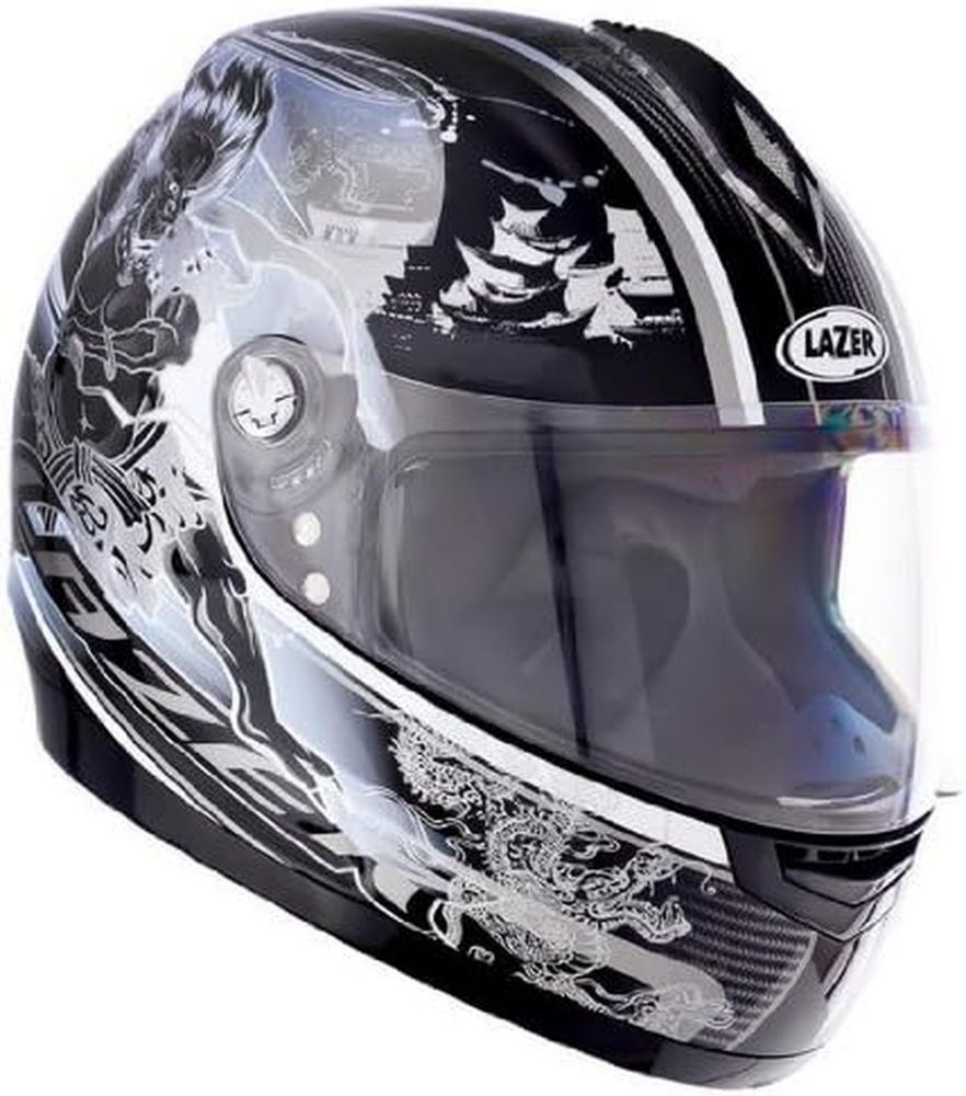 Casque de Moto Lazer Vertigo - Design Raijin Noir et Gris, Taille L