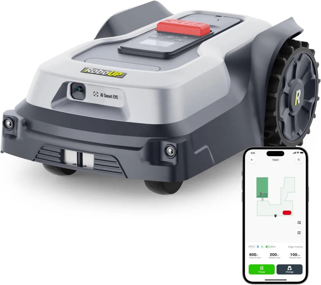 Robot Tondeuse Automatique T600, Surface Recommandée 800㎡, Multi-Zones, Coupe Précise des Bordures, Cartographie Manuelle et Automatique, Évitement d'Obstacles par IA