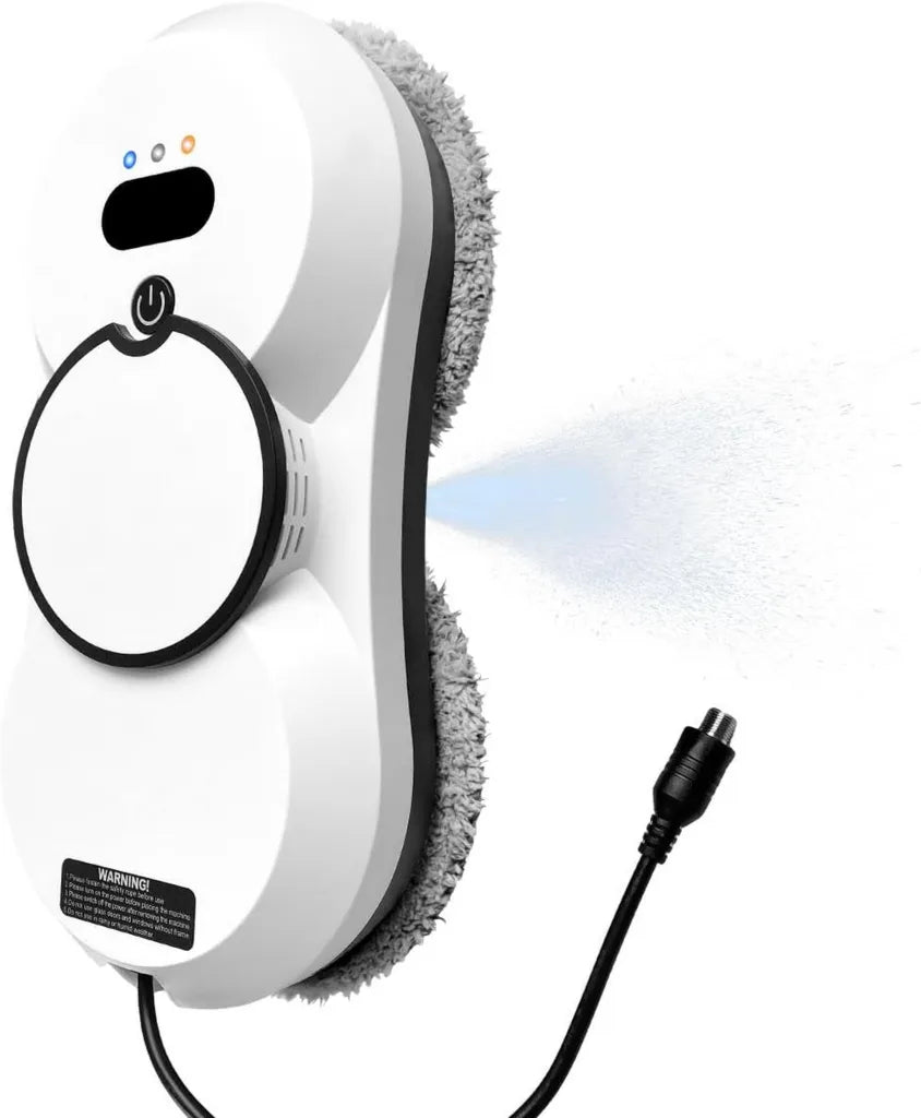 Robot nettoyeur de vitres automatique 5600Pa, avec pulvérisation d'eau et télécommande, adapté aux surfaces lisses, modèle blanc HCR-10