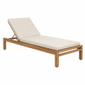 Bain de soleil de jardin inclinable 200 x 75 x 86 cm en bois d’acacia massif coussin polyester écru