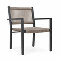 Fauteuil de jardin avec accoudoirs 60 x 60 x 85 cm en aluminium noir et corde polyester tressée assise et dossier