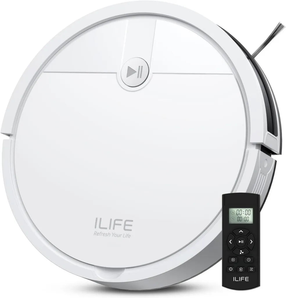 Aspirateur Robot ILIFE V2, Aspiration Puissante, 120 Min d'Autonomie, Auto-Recharge, Spécial Animaux et Sols Durs