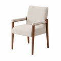 Chaise de salle à manger avec accoudoirs 58 x 62 x 86 cm en polyester bouclé écru et hévéa massif noyer