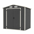 Abri de jardin en acier galvanisé double porte 277 cm x 191 cm x 192 cm avec toit à deux pentes anthracite et ivoire ventilation intégrée