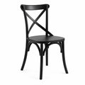Chaise de salle à manger en hêtre massif et contreplaqué dossier croisé noir 45 x 52 x 89 cm