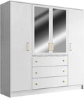 Armoire de rangement – Lizandro, avec tiroirs, 4 Portes, 3 tiroirs, blanc