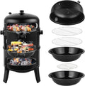 Fumoir à Charbon Portable 3-en-1 avec Thermomètre Intégré, 81 cm - Idéal pour Barbecue et Cuisine Extérieure