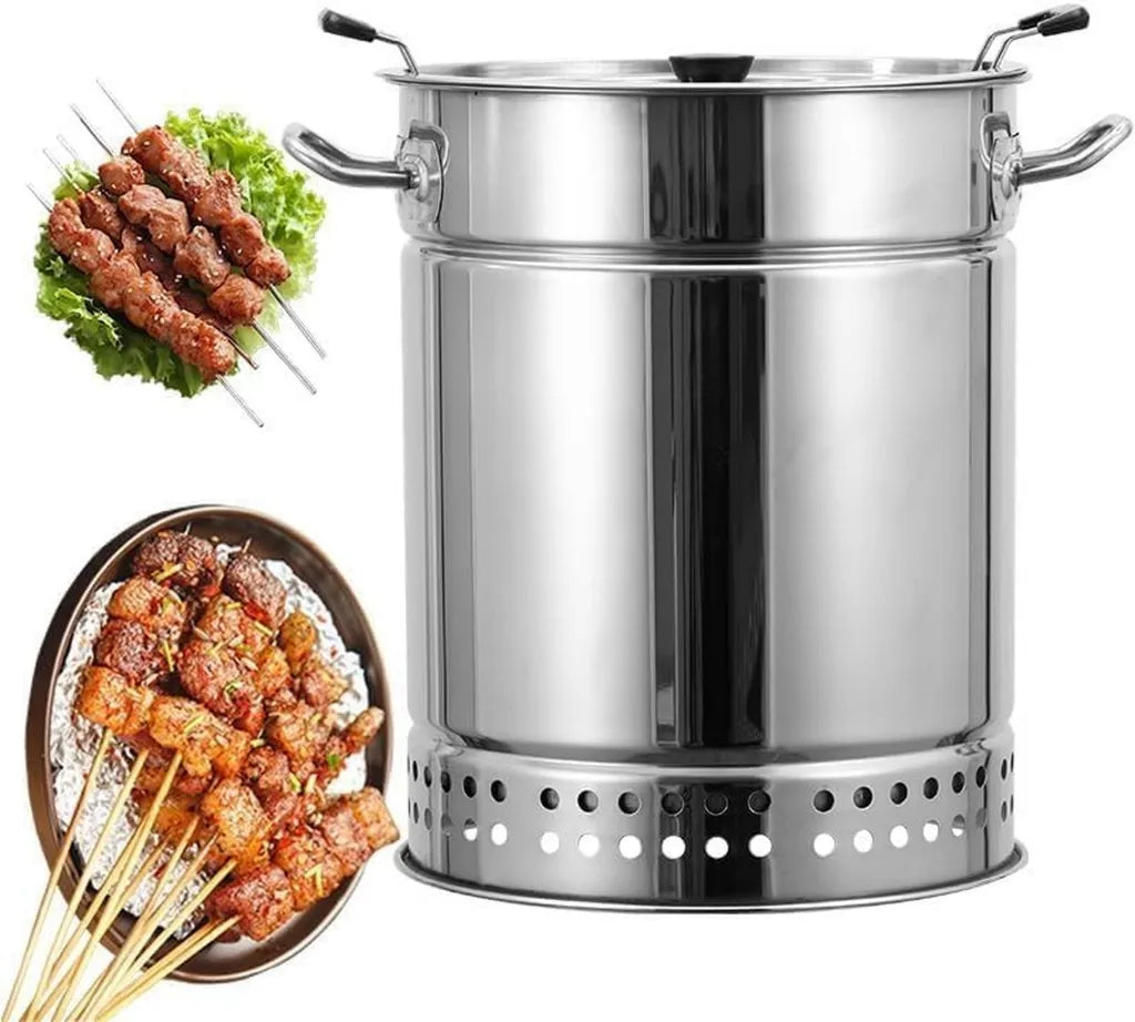 Grill portable sans fumée avec rôtissoire verticale à charbon, idéal pour barbecue extérieur