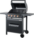 Barbecue à gaz 4 brûleurs avec surface mixte en fonte et nettoyage facile