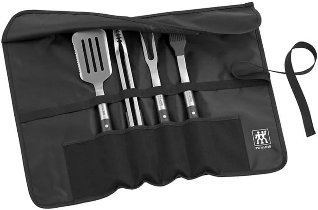 Ensemble d'Outils de Barbecue ZWILLING, 5 Pièces avec Sac de Transport, Acier Inoxydable, Manches Longs