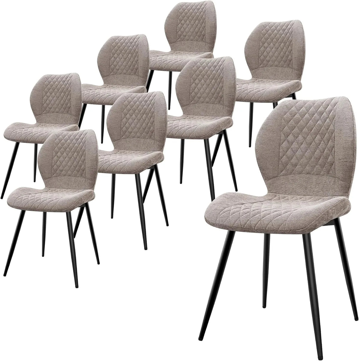 Chaise – en métal, Lot de 8, marron