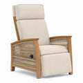 Fauteuil de jardin inclinable avec repose-jambes en acacia massif marron miel corde PP beige coussins écru 72 x 92 x 108 cm
