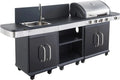 Cuisinière d'Extérieur Modulaire FIDGI 4 - Barbecue à Gaz 4 Brûleurs, Desserte et Évier, Structure Métallique Noire