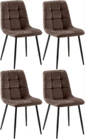 Chaise – Lot de 4, marron, revêtement en velours