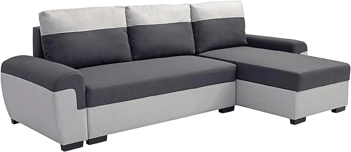 Canapé d'angle et canapé panoramique – réversible, revêtement en tissu, convertible, anthracite