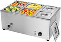 Chauffe-plats de buffet, 220 V, TAIMIKO, professionnel, 2 zones de température, acier inoxydable