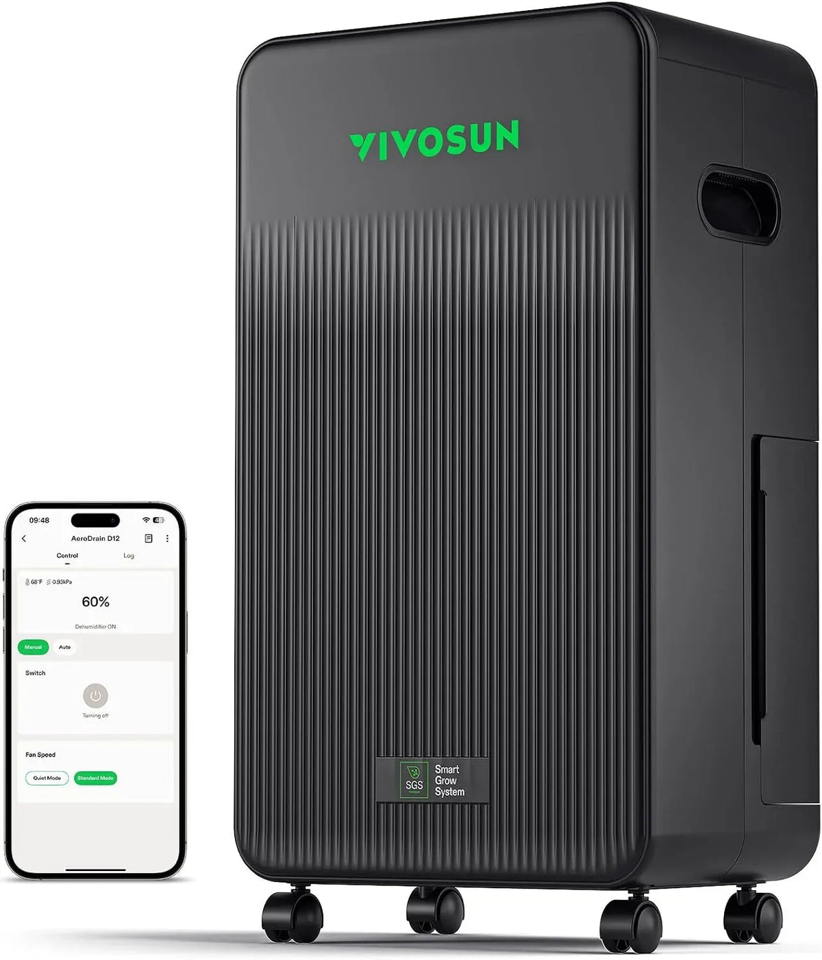 Déshumidificateur, 2 L, VIVOSUN D12, grand réservoir, 2 zones de température