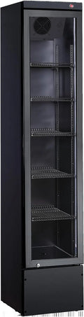 Réfrigérateur, 166 L, 47, 5 x 39 x 188 cm, classe énergétique E, METRO GSC2133B-NC, éclairage LED, verre, noir, 5 Étagères Réglables, Porte Vitrée