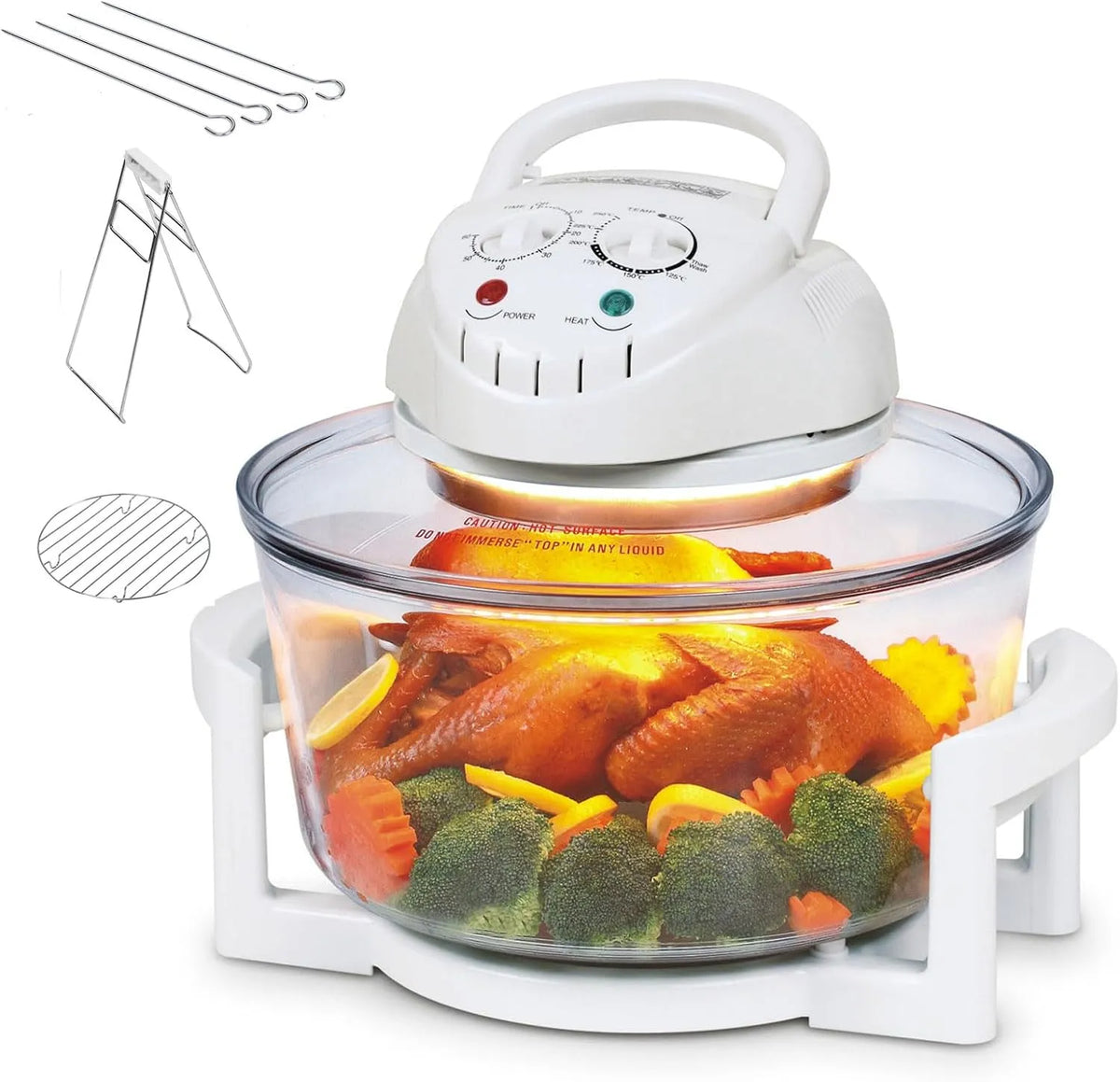 Four électrique, minuteur, gril, vapeur, le rôtissage et le barbecue, Four halogène multifonction à air chaud avec température et minuterie réglables