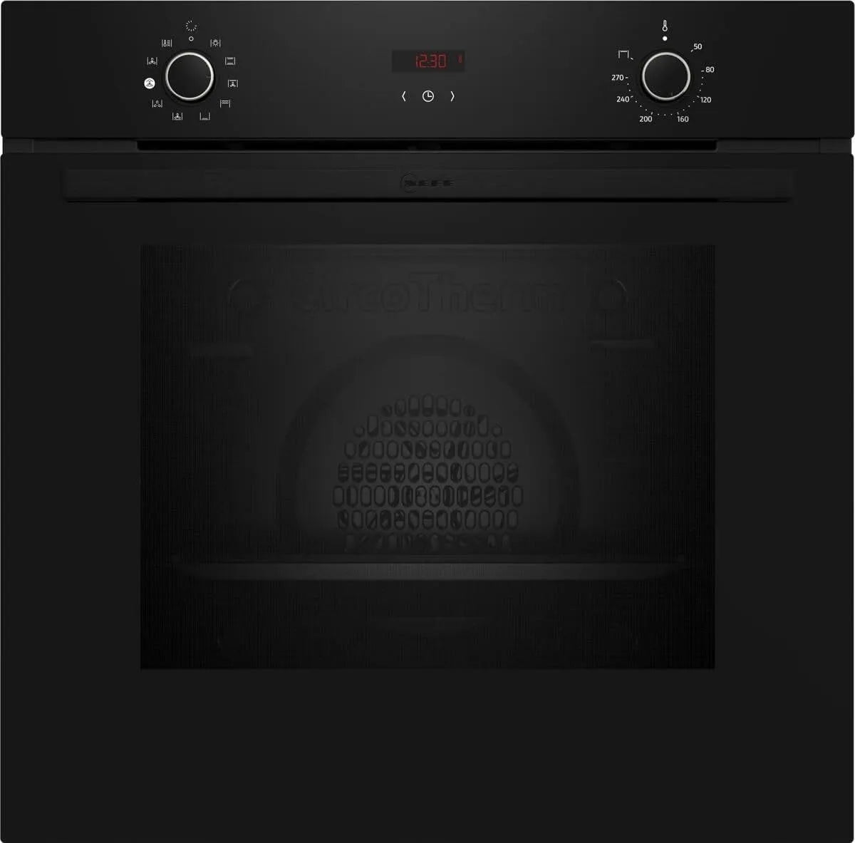 NEFF B1CVD0AK3 N30 Four électrique, 60 x 60 cm, encastrable, verrouillage, effet 3D, vapeur, noir, écran LED, Base Steam, air chaud 3D, CircoTherm
