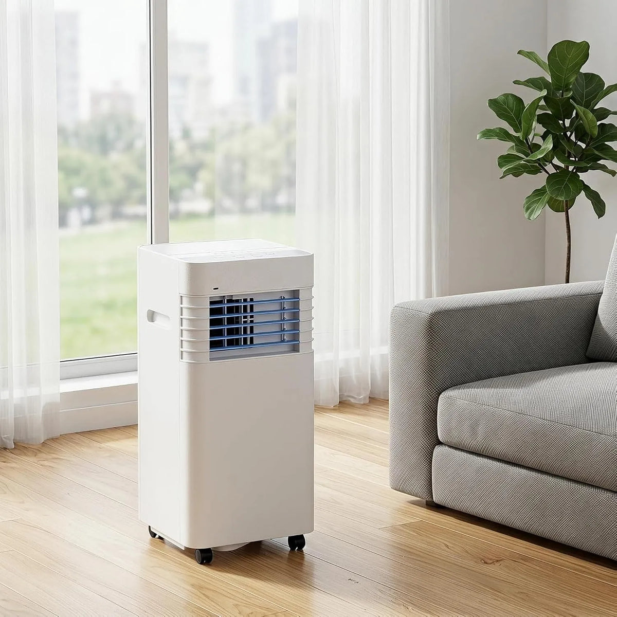 Climatiseur 24h, minuteur, 5000 BTU, 2 Vitesses, Climatiseur Mobile 14000 BTU avec Kit d Installation, Basse Consommation, écran Digital, Ventilateur