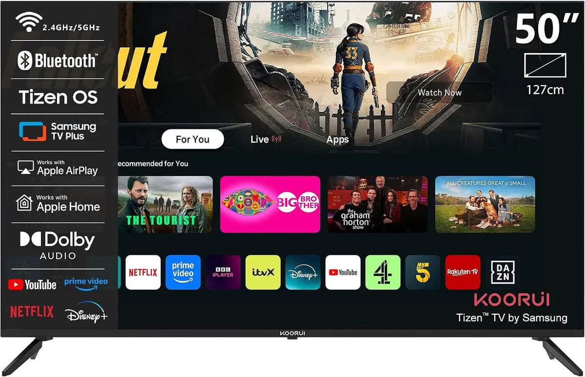 Smart TV, 50 pouces, 60 Hz, téléviseur, KOORUI K50Q1UQ-T8, 4K UHD, QLED, HDR, Tizen OS, triple tuner DVB-T2, S2, Wi-Fi, Bluetooth, HDR 10, 126 cm