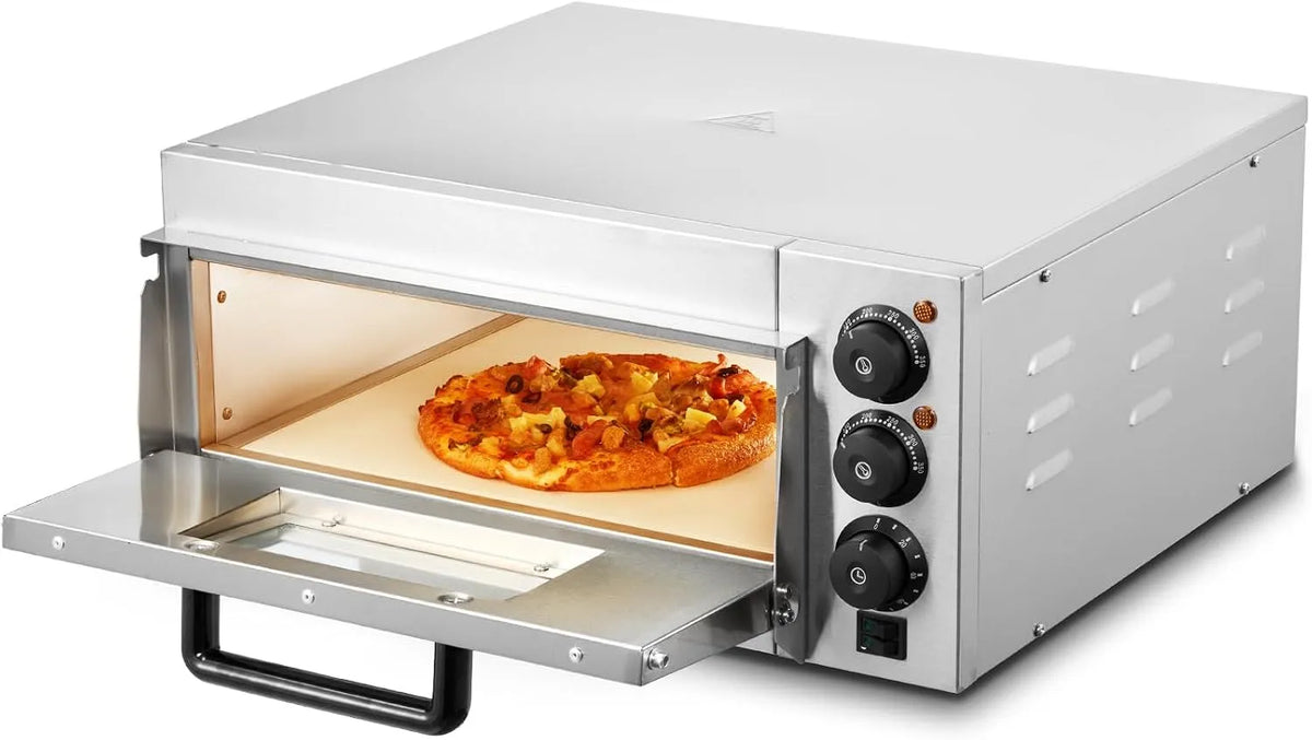 VEVOR Four électrique à pizza, professionnel, restaurant, acier inoxydable, Pierre et Poignée, VEVOR Four à Pizza Commercial Capacité 14 po, Machine à