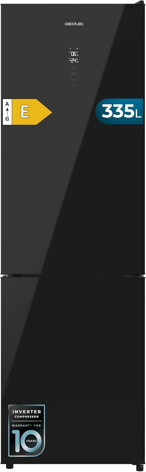 Cecotec Bolero CoolMarket Combi Réfrigérateur, 335 L, No Frost, Inverter, noir, Hauteur 195, 3cm et 59, 5cm Largeur, Tiroir Contrôle de l'Humidité