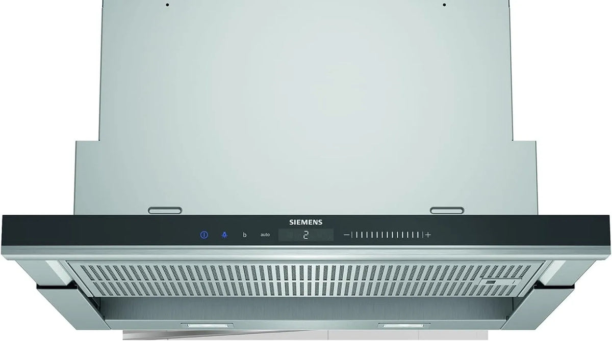 Siemens iQ700 LI69SA684 Hotte aspirante, 935 m3/h, hotte de cuisine, encastrable, acier inoxydable, noir, semi-encastrée