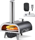 VEVOR Four électrique à pizza, portable, extérieur, camping, Pierre à Pizza, avec Thermomètre et Rotation Électrique, Sac de Transport et Pelle
