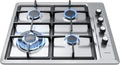 Plaque de cuisson à gaz, 60cm, 4 foyers, encastrable, acier inoxydable, table de cuisson à gaz, IsEasy Plaque Gaz 4 Feux Inox, Gazs Ville et Bouteille