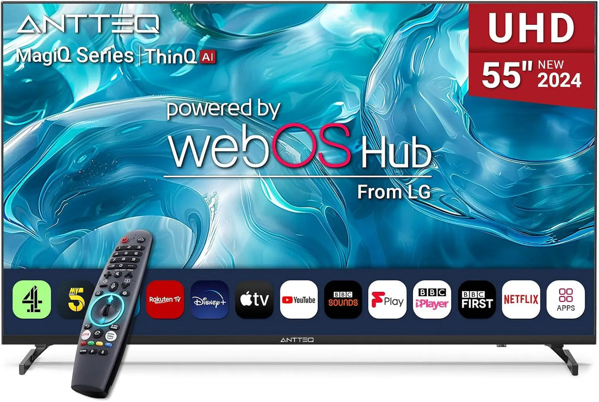 Smart TV, 55 pouces, téléviseur, 4K UHD, webOS, ThinQ AI MEMC fonctionne avec Alexa 2024 Télévision noire