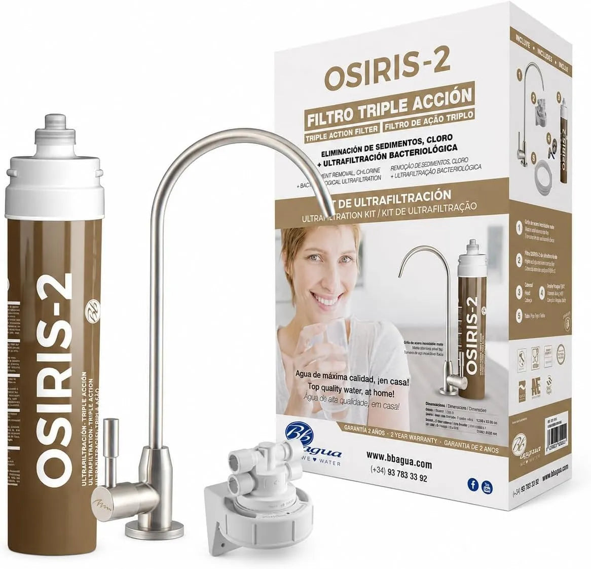 Robinet de cuisine Osiris-2., Google Assistant, Alexa et Siri, Élimine les bactéries à 99,99%