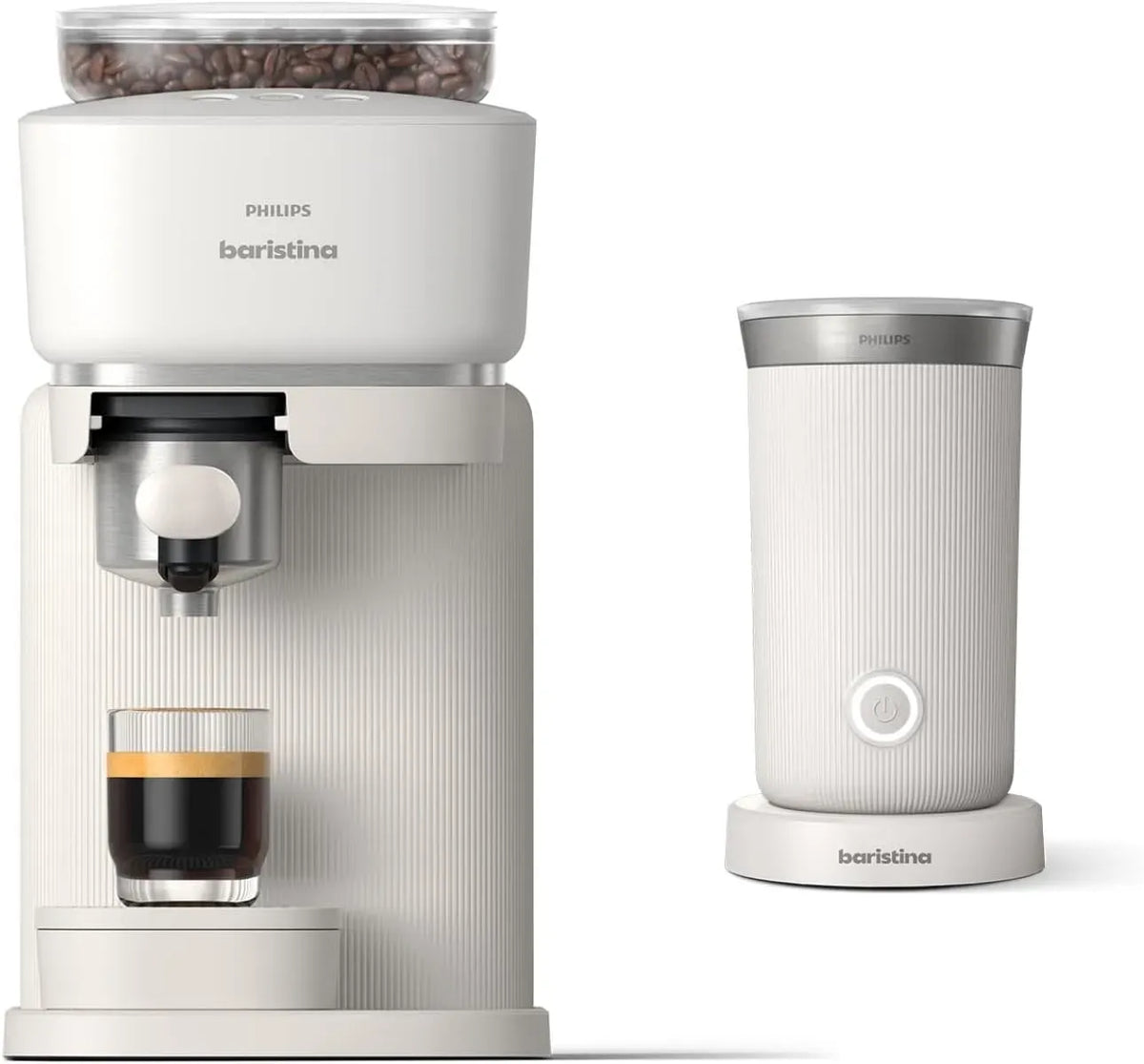 Philips BAR303/00 Mousseur à lait, émulsionneur à lait, dalle IPS, blanc, 16 bars de pression, Baristina Machine à expresso